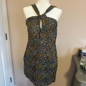 Topshop Olive Brown Halter Mini Dress